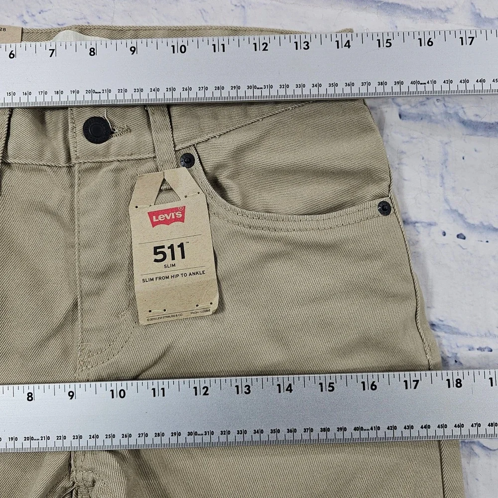 Levis 511 Slim Pants MENS 28x28 Khaki Tan Twill Casual Classic